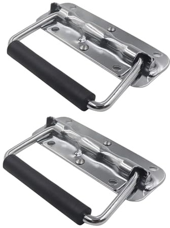 Poignées de Caisse Pliantes,2 Pièces Poignée à Ressort Poignée Pliante Métal Poignée Pliante Métal Argenté Poignée à Ressort de Boîte à Outils pour caisses, Boîtes à Outils, Portes, Bacs de Rangement