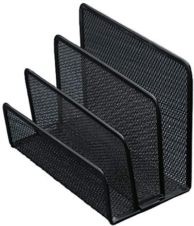 Navna Aktenhalter aus Metall, 3 Fächer, für den Schreibtisch, durchscheinend, Aktenordner, Briefhalter, Briefhalter für Umschläge, Post, Elektronik, Schwarz