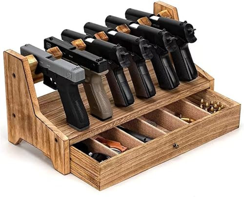 BeNtLi Estante para Pistolas - De Exhibición Madera Maciza Colección En Cajón Almacenamiento Seguro Pistolas, con Capacidad 4 A 6 (6 Pack)