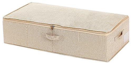 Aurgiarme Unterbett-Aufbewahrungsbox, Aufbewahrungstasche, Baumwolle und Leinen, unabhängig waschbar, hoch atmungsaktiv, faltbare Tasche für Stoff