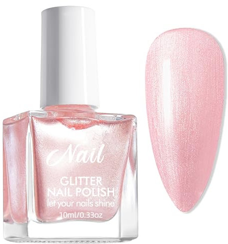 Pink Pearl nail polish - Pearlescent Pale Pink Nail Varnish - Shimmer Mermaid Nail Polish - No Bake Quick Dry Nail Polish - Water Base Breathable nail Polish No Chip Long Lasting