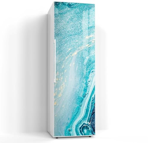 DEQORI Magnetfolie für Kühlschrank 60x190 cm | Motiv Meer aus Marmor | dekorative Magnetmatte Gefrierschrank Schutz | Magnet Deko-Folie selbstklebend, magnetisch & beschreibbar