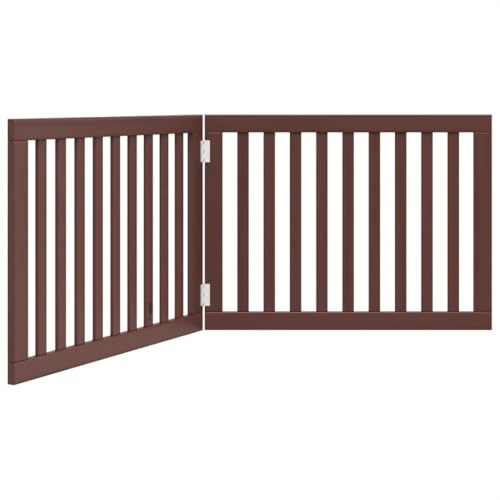 vidaXL Hundgrind hopfällbar 2 paneler brun 160 cm poppel, husdjursgrind, säkerhetsgrind för hundar, säkerhetshundgrind, hundgrind för trappor