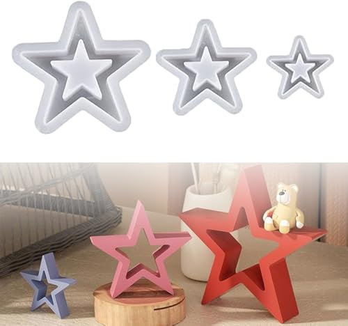 Silikonformen Gießformen Weihnachten,3 Stück Gießformen Silikon Sterne,Silikon Formen Zum Gießen,Kerzenform Weihnachten,Silikonform Gießform Stern,Silikonform Weihnachten Sterne(Pentagramm)