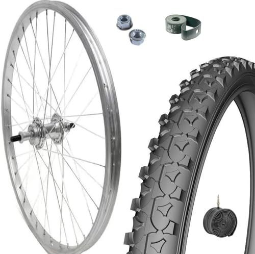 Ruota Completa Anteriore 26” x 1.75 per City Bike/Olanda – Cerchio + Copertone 26x1.95 + Camera d’Aria Valvola Italiana – Bicicletta da Passeggio – Montaggio Facile