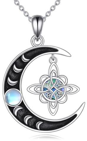 VENACOLY Collana con nodo di strega, in argento Sterling S925, con ciondolo a forma di nodo di strega abalone, conchiglia pagana, idea regalo per donne e donne, 18+2, Argento sterling, Nessuna pietra