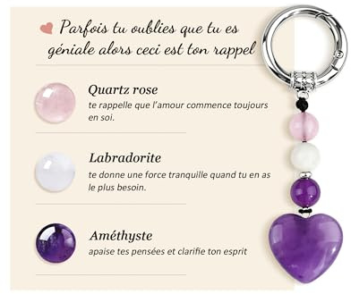 MANVEN Idee Cadeau Femme original pour Maitresse Fille Mama Porte-clés | Triple en Pierre Naturellen Porte-Bonheur Cadeau Motivant Bijou en Cristal