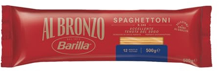 Barilla Al Bronzo Pasta Spaghettoni, 500g | Nudeln aus Bronze-Formen | Saucenhaftung auf die italienische Art, 100% hochwertiger Hartweizen verleiht den vollmundigen Geschmack