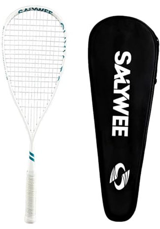 Aymzbd Squashschläger, Squashschläger, Leicht, Tragbar, mit Tasche, Tennisschläger für Elastische Rotationsdämpfung, Wettbewerb, Fortgeschrittene, Weiß