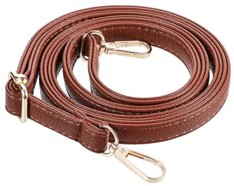 Telooco Schultergurt für Taschen Verstellbarer Damen Leder Schulterriemen | Taschenriemen Ersatz 85–150 cm Verstellbarer Gurt Riemen für Brieftaschen Umhängetaschen Taschengurt (Braun, Gold Schnalle)