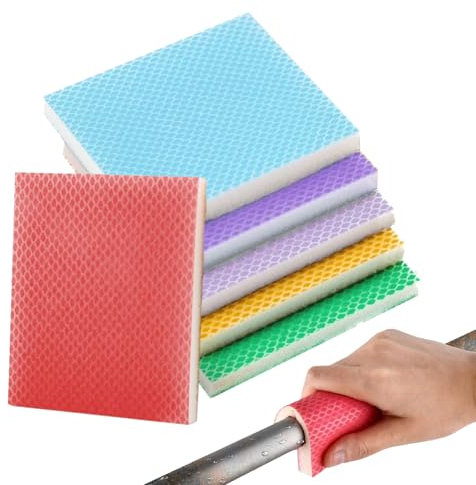 6 Stück Schleifschwämme,Schleifschwamm,Schleifvlies Metall,Weiches Schleifschwamm Fein Körnung100/120/150/180/220/240,Für Schleifen, Polieren Metall, Holz, Stahl, Edelstahl