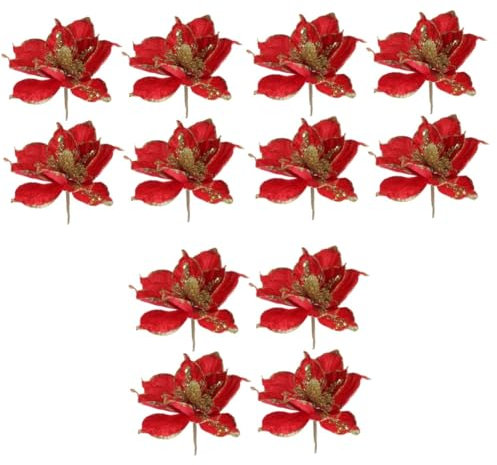 Zerodeko 3 Sätze 22 cm Weihnachtsblume Neue Künstliche DIY Rot Mehrschichtige Weihnachtsbaumdekoration Rot Weihnachtssterne Glyzinien Künstliche Pflanzen 4 Stück * 3
