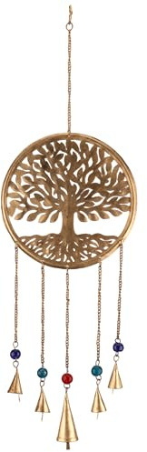 Baum des Lebens Windspiel – 50,8 cm großer Boho-Windfänger mit rustikalen Metallglocken und Glasperlen – spirituelle Gartendekoration, Zen-Hängeornament, Weihnachtsdekoration, Geschenk