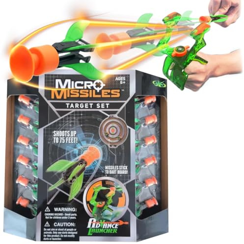 AMAZING TOYZ 7.5cm Micro Rubber Kid Bow Arrow Set 2 Target Board with 12 Durable Soft Suction Cup Arrows 1 launcher Indoor Outdoor Party Office Games Gifts Toy Set for 3+Kids Boys Girls and Adult