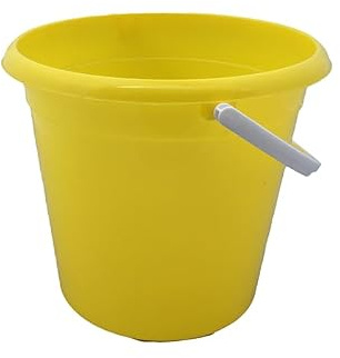 10 Litre Polypropylene Standard Plastic Bucket – Heavy-Duty Domestic Utility Bucket with Handle – Durable, Lightweight & Multipurpose for Home, Cleaning, Gardening & More Yellow