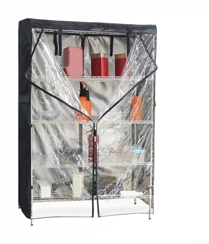 Zoegneer Copertura per scaffale da esterno, copertura per mensole in metallo, impermeabile, protezione solare, antipolvere, copertura protettiva con cerniera (106 x 48 x 182 cm)