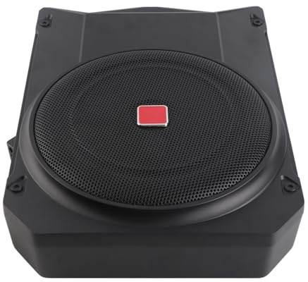 Saluaqui 10 Tum Aktiv Subwoofer Ultra Thin 800W 2,5 Ohm med Fjärrkontroll - Under Säte -driven Bil Subwoofer för Fordonsljudsystem, Kompakt Design
