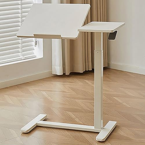 YCYHXJB Inclinable Table de Lit a Roulette, Chariot Table Roulante pour Lit, Mobile Plateau Ordinateur Portable, Pneumatique Bureau de Travail