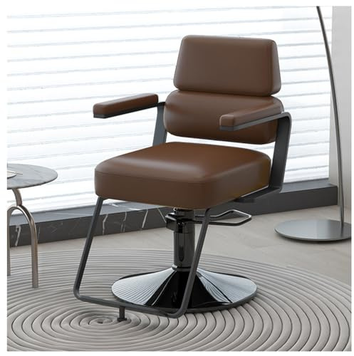 Friseurstuhl Mit Hydraulischer Pumpe Friseursessel 360° Drehbar Friseurstühle Barber Stuhl Einstellbar, Mit Fußstütze Für Friseursalon Spa Tattoo Shop 200Kg,Braun,D