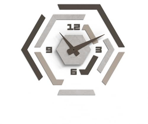 Giallobus - Orologio da Parete Adesivo Modulare Geotime - Hive - Legno Mdf - Geotime - 12H_Concrete - Orologio da parete moderno - Numeri adesivi 3d - Costruzione modulare