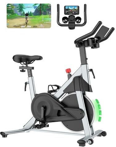 MJWW Exercise Bike for Home Gym Use, Magnetic Resistance Spin bike with Smart APP, 1-32 Level Adjustable, 136KG Weight Capacity, Ultra-Quiet Stationary Bike with LCD Display and Tablet Holder