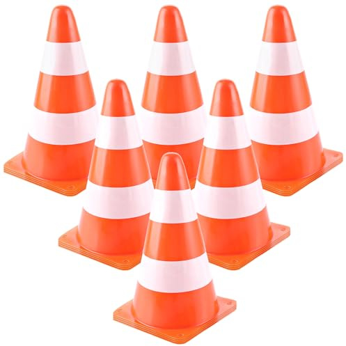 AKOLAFE 24 stycken pyloner med orange och vit 23 x 13 cm, hattar, fotbollsträning, träningskon, hjälpmarkeringskon, för inomhus- eller utomhusbruk, sport, spel