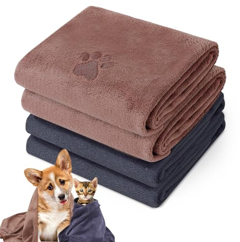 GSrenyu 4 Pack Super Absorbent Dog Towel, Microfiber Dog Drying Towels