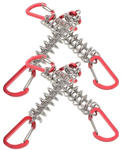 ABOOFAN Hebilla de Resorte Multifunción para Tienda de Campaña, 4 Piezas, Acero Inoxidable, Color Rojo, Tensor de Cuerda para Camping y Senderismo, Accesorio Resistente al Viento
