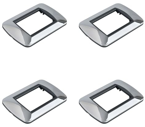 4 placas de plástico ovaladas, 3 módulos para caja 503, compatible con Bticino Living Light, color cromado brillante, serie MBL
