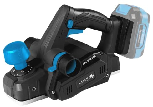 HÖGERT TECHNIK – Rabot sans fil 18V brushless, largeur 82 mm, 16000 tr/min, semelle aluminium, pour bois, OneAccuSystem, sans batterie