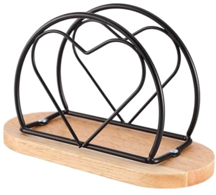 ZYOMVUN Portatovaglioli a forma di cuore con base in legno, porta tovaglioli di carta, più stabile e meno soggetta a cadute, per cucina, tavolo da pranzo, ristorante e caffè(15,7 * 6,7 * 10 cm)