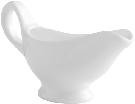 HOMOCONO Salsiera in Porcellana Bianca con Manico per Servire Salse e Condimenti, Design Raffinato a Forma di Barchetta per Cucina e Tavola