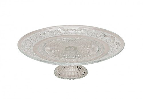 meindekoartikel Tortenplatte mit Fuß Baroque aus Glas mit Klassischen Muster (Verschiedene Größen) (VAR.1 Ø18cm/H7cm)