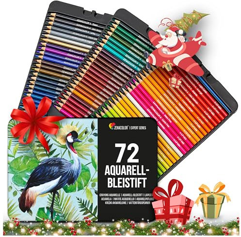 Zenacolor Aquarellstifte set 72 Stifte Aquarell Malstifte für Erwachsene und Kinder Wasservermalbar - Watercolor Pencils Metal Case