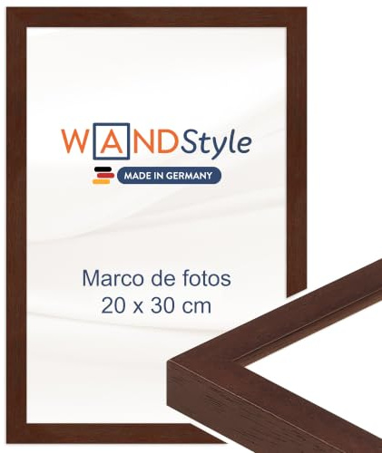 WANDStyle Bilderrahmen 20x30 Nussbaum, moderner Bilderrahmen Holz 20x30 cm | Hochwertiger Holzbilderrahmen, Posterrahmen zum Aufhängen, Rahmen 30x20 cm, Fotorahmen H950 - Made in Germany