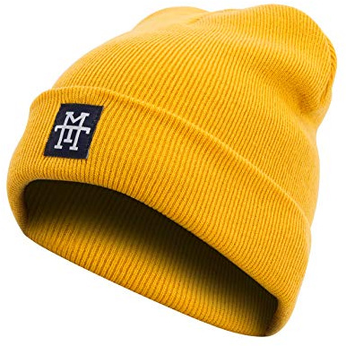 Rough Beanie - Beanie Mütze, Strickmütze mit Echt-Leder/Stick Veredelung, Viele Farben zur Auswahl (Manufaktur13/M13)