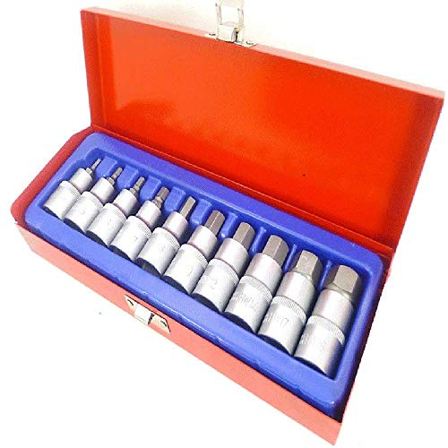ALLEN KEY/HEX BIT SOCKET SET 10 pc 1/2 Drive 4mm to 19mm - H4 to H19 UK 31-14
