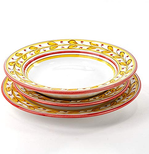 CEAR ceramiche - Set posto tavola singolo composto da 3 piatti in ceramica siciliana per servizio di piatti
