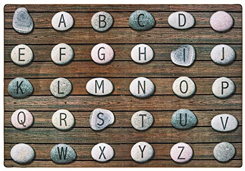 Carpets for Kids 60216 Alphabet Stones Lliteracy Classroom Seating Rug 6ft x 9ft Rectangle Brown