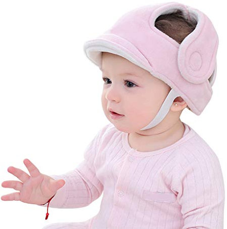 Baby Kopfschutz Schutzhelm Atmungsaktiv Sicherheit Baumwolle Schutzkappe Kopfschutzmütze Kopfschutzkappe Verstellbar Babyhelm Geschirre Hut für 3-24 Monate Baby Kleinkind Lernen Laufen und Sitzen
