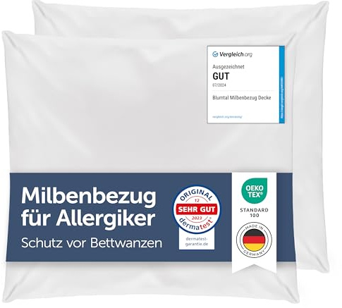 Blumtal® Milbenbezug Kissen 40x40cm 2er Set - Oeko-TEX zertifizierte Allergiker Bettwäsche 40x40cm - Milbenbezug für Kissen