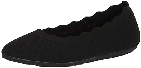 Skechers Women's Cleo 2.0 Love Spell Ballet Flat, Black Knit, 7 UK