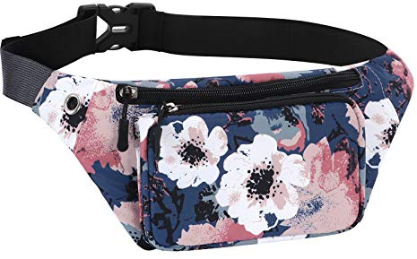 HAWEE Sac Banane Sport Sac de Taille de Voyage Sac Ceinture de Course Unisexe Léger Multicolore Sac de Course avec Ceinture Réglable et Prise Casque pour Homme Femme Sport Randonnée Jogging Vélo