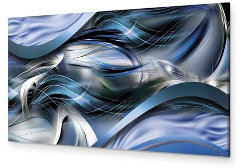 murando - Akustikbild Abstrakt Bilder Akustikschaum Hochleistungsschallabsorber Schallschutz Leinwand 1 tlg Wandbild Raumakustik Schalldämmung Welle blau silber violett a-A-0755-b-a