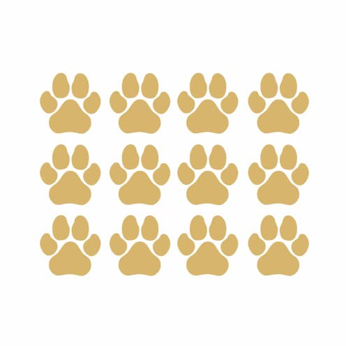 Autosticker Pfoten 12er Set - Gold, 12 x 6 cm, Autoaufkleber Tuning, Sticker Heckscheibe, Auto Gadget Fenster und Fahrzeug, Hund und Katze, Tiere, wetterfestes Deko Zubehör mit Anleitung, tradercat