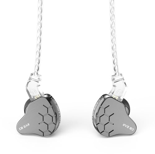 keephifi KBEAR Lark IEM Kopfhörer In-Ear-Monitor für klaren Sound, 1BA+1DD IEM mit 2-poligem abnehmbarem Kabel-Headset, HiFi-Bass Ohrhörer für Musiker, Sänger, Audiophile (grau, kein mikro)