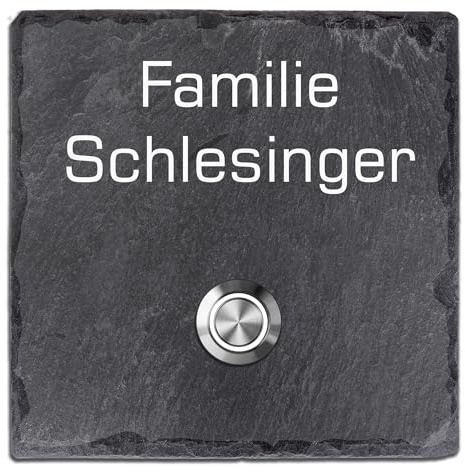 Tomtec Türklingel Schiefer Haustürklingel Klingelplatte Schiefer Klingelschild Design Tomtec 130x130mm