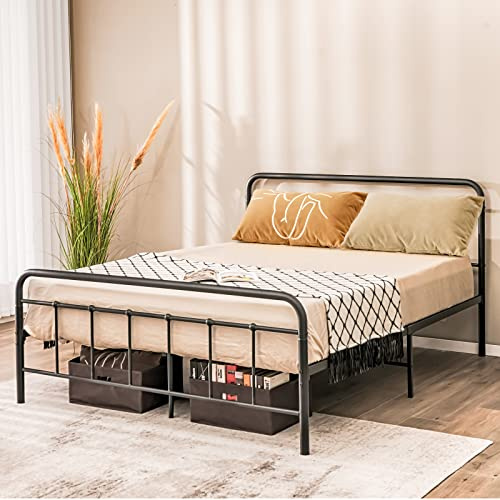 COSTWAY Struttura del Letto in Metallo, Telaio Con Testiera e Pediera, Piattaforma Con Doghe in Acciaio, Carico Massimo 300kg (200cm x 160cm)