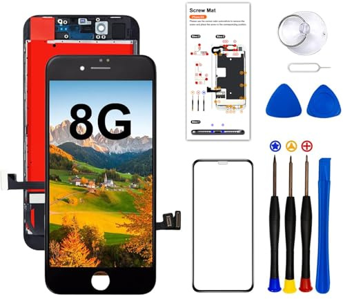 Dinow für iPhone 8/SE 2020 Display Ersatz (Schwarz) 4,7 Zoll Touch Screen iPhone 8/SE 2020 Display Digitizer Frame Assembly mit 3D Touch + Tool Kit + Gehärtetes Glas，Model：A1863 / A1905 / A1906