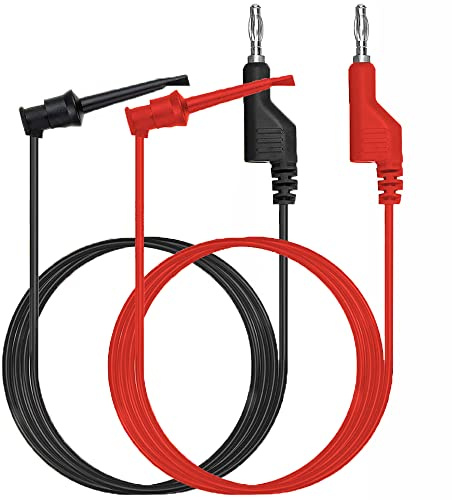 Greluma 2 Stk Banana zum Testhaken Messleitungen, 4mm stapelbarer Bananenstecker zum Testen von Hakenklemmen Flexible Test Kabel Drähte 500V 5A für die elektrische Prüfung von Multimetern